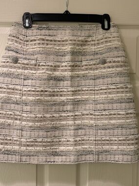 ADEAM Cream and Gray Tweed Mini Skirt